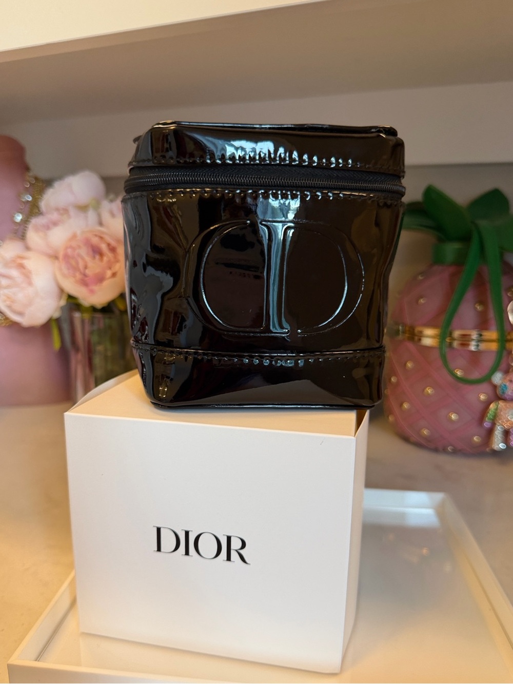 Made for Dior GWP NIB Black glossy Cosmetic Pouch